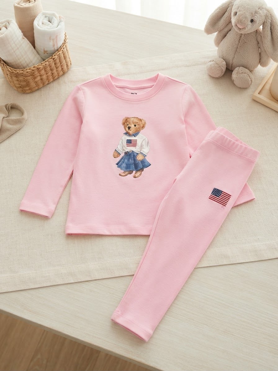 Conjunto Infantil Rosa Ursinho