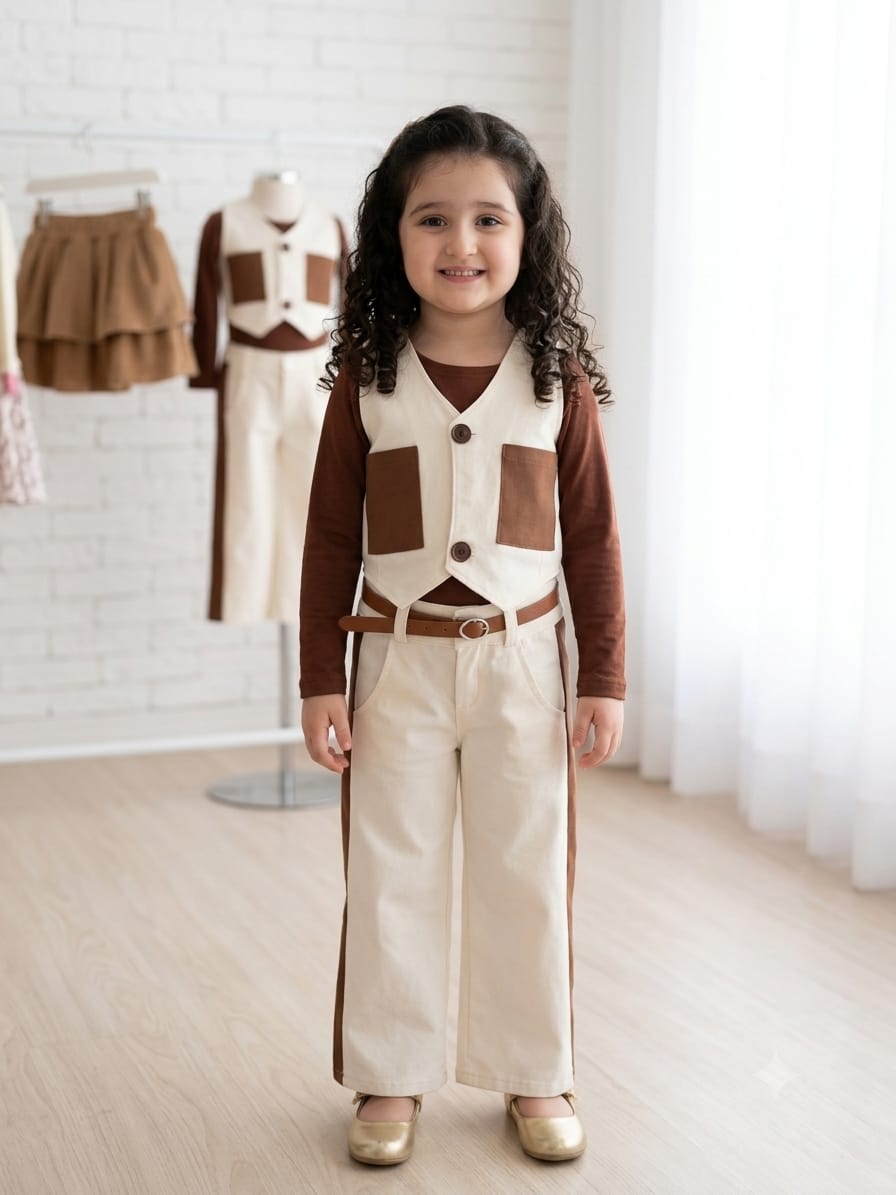 Conjunto Infantil Feminino 3 Peças com Cintinho