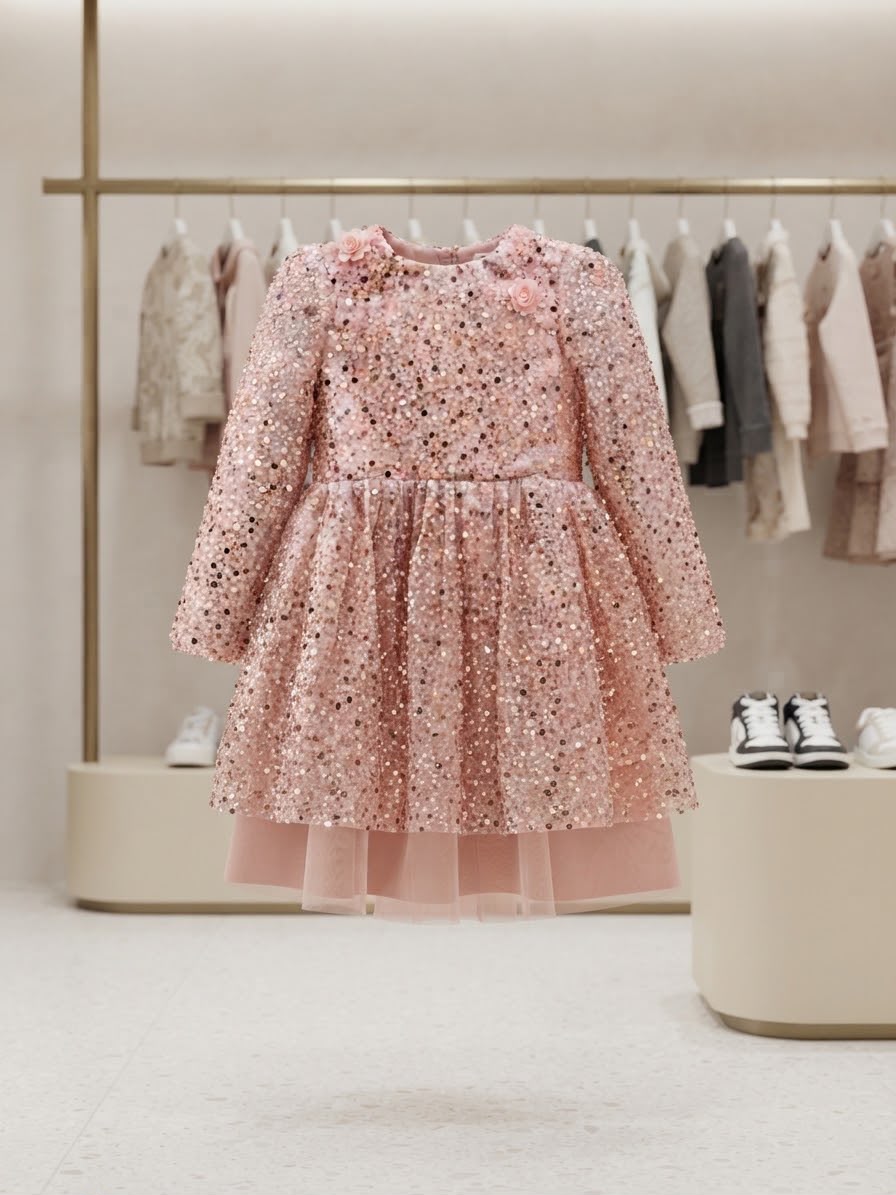 Vestido Infantil Rosa Brilhante
