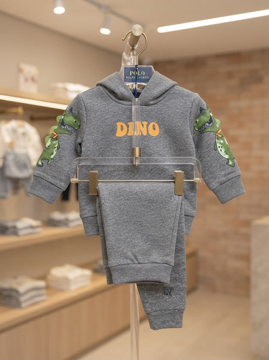 Conjunto de Bebê Dinossauro Flanelado
