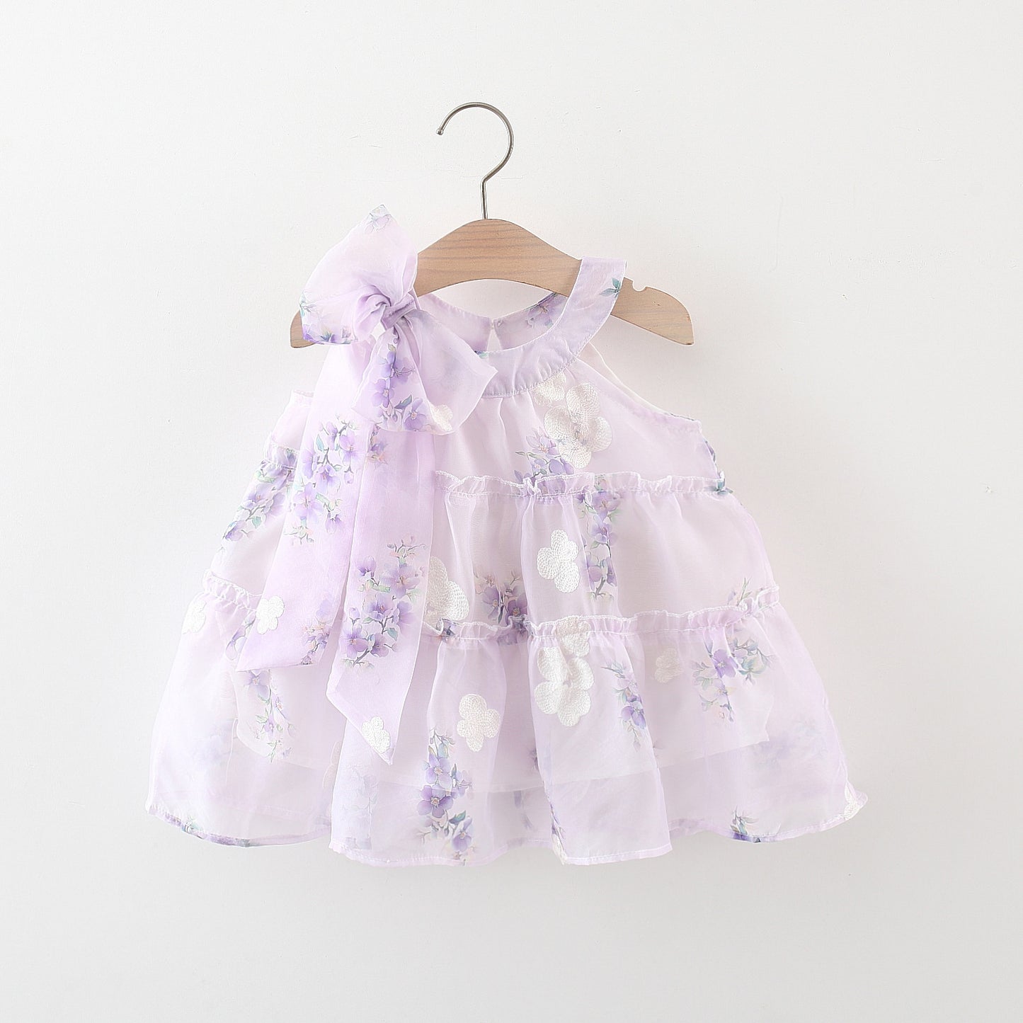 Vestido Infantil Floral Lacinho