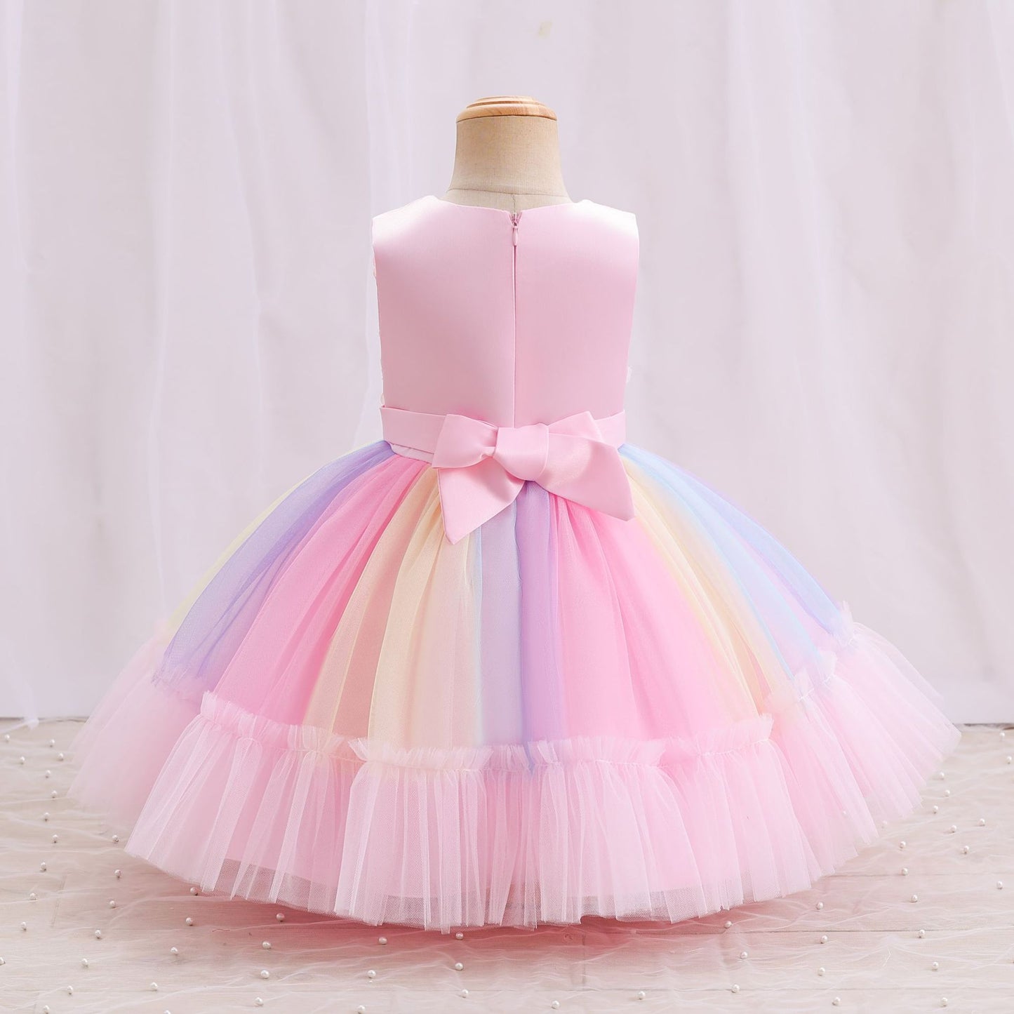 Vestido De Festa Tule Arco-Íris