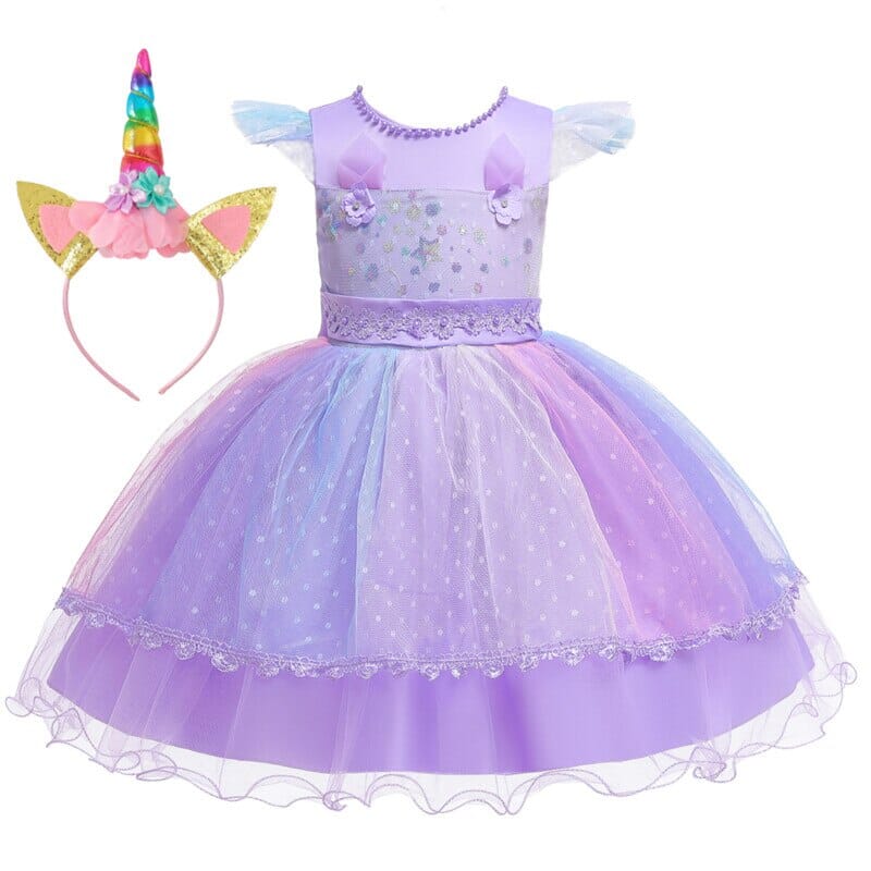 Vestido de Festa Infantil + Tiara Unicórnio