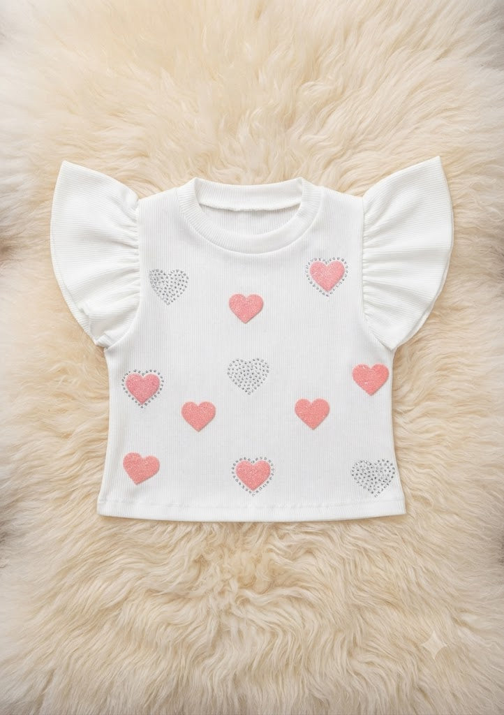Blusa Canelada Corações Brilhante