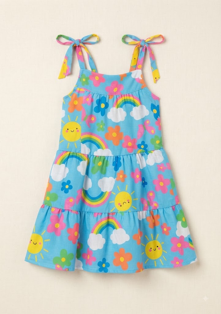 Vestido Infantil Florzinhas e Sol