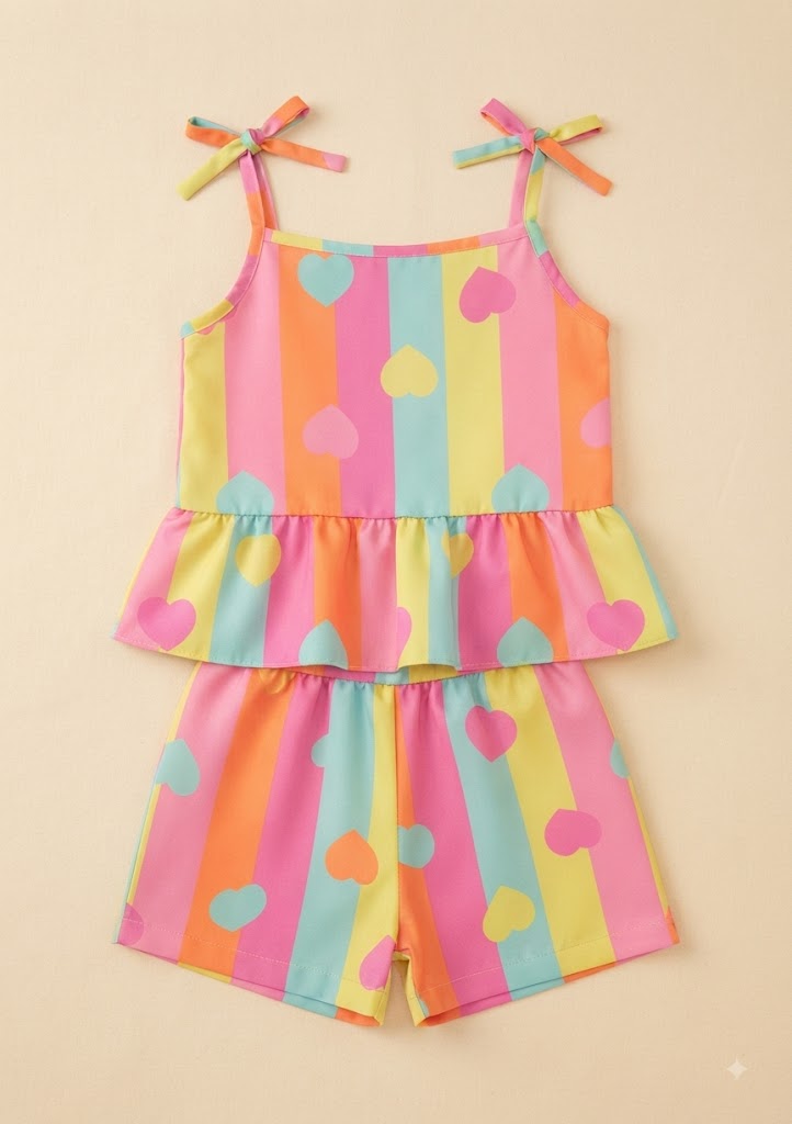 Conjunto Infantil de Verão Coraçãozinho