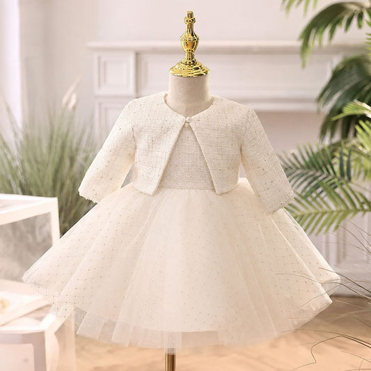 Vestido Infantil De Festa Tweed Lacinho