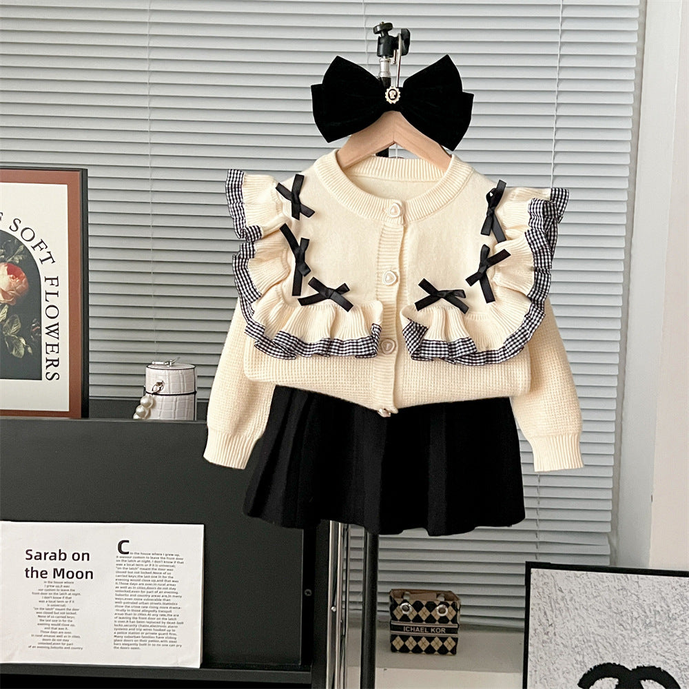 Conjunto Infantil Feminino Xadrez Lacinhos