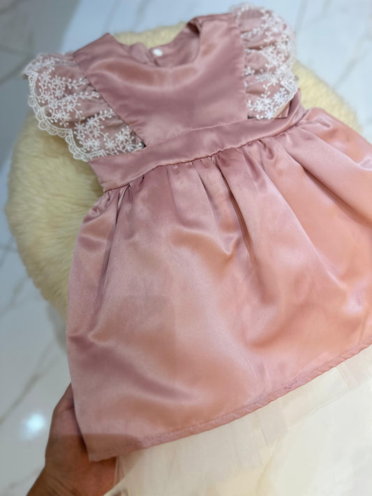 Vestido Infantil Rosa Rendinha