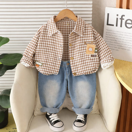 Conjunto Infantil Masculino Xadrez Cachorrinhos