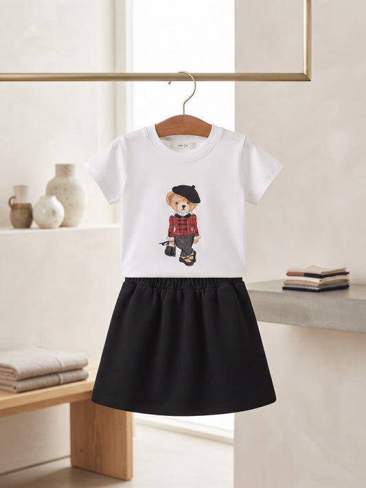 Conjunto Infantil Ursinha Shorts Saia