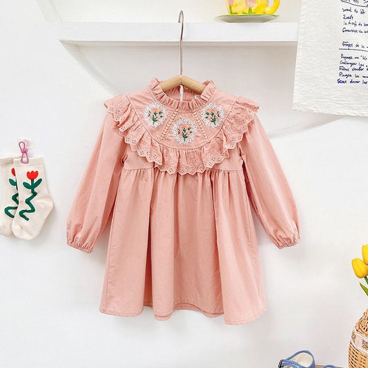 Vestido Infantil Rosa Flores
