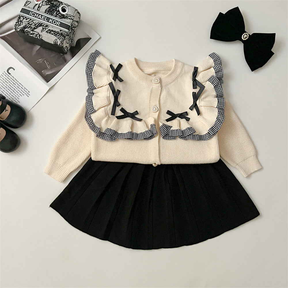 Conjunto Infantil Feminino Xadrez Lacinhos