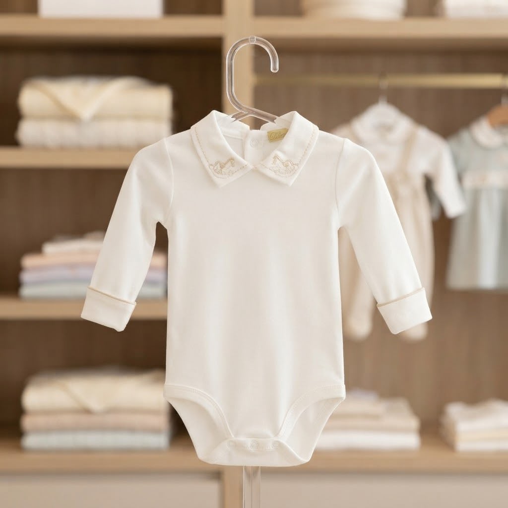 Body Infantil com Gola Bordada