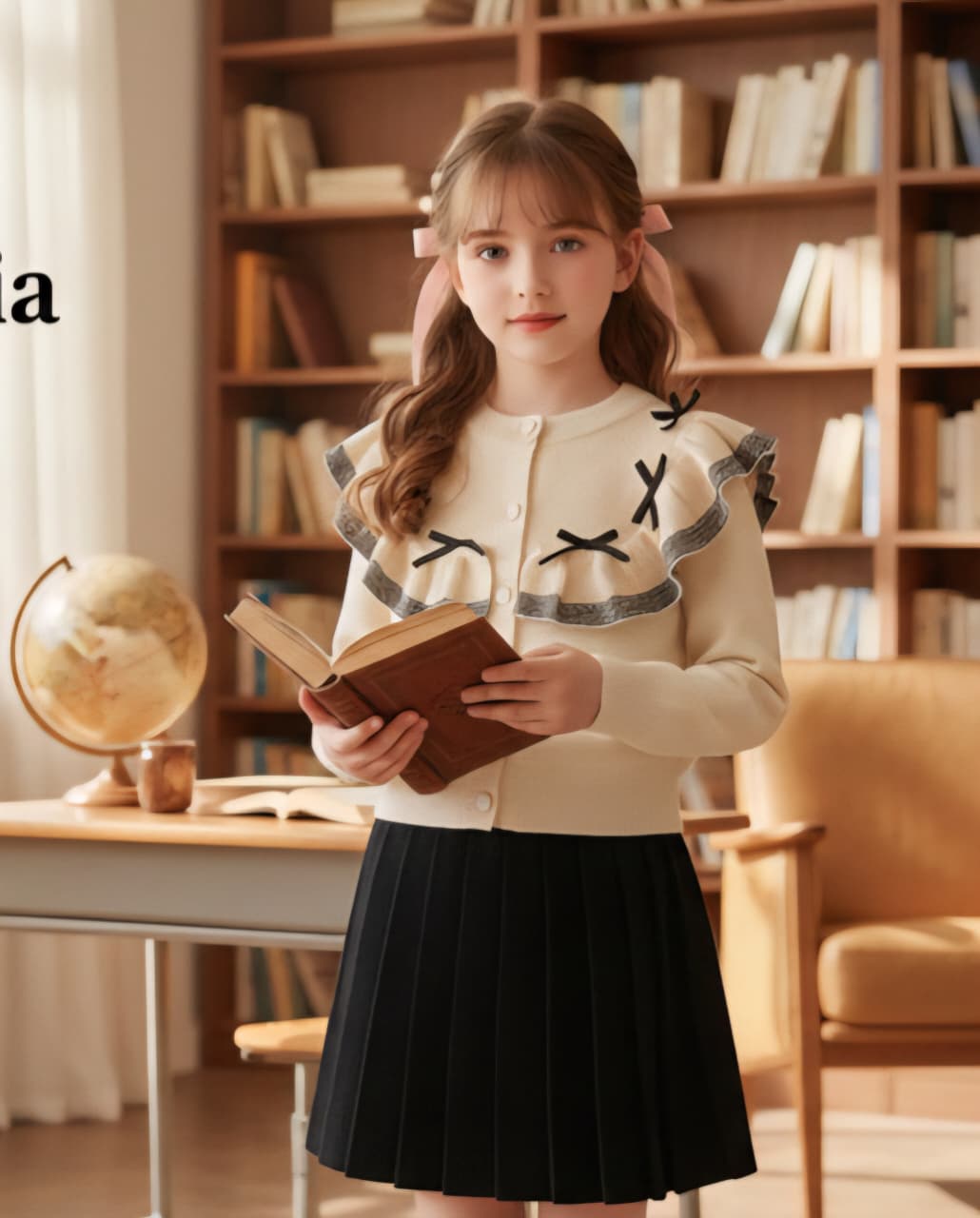 Conjunto Infantil Feminino Xadrez Lacinhos