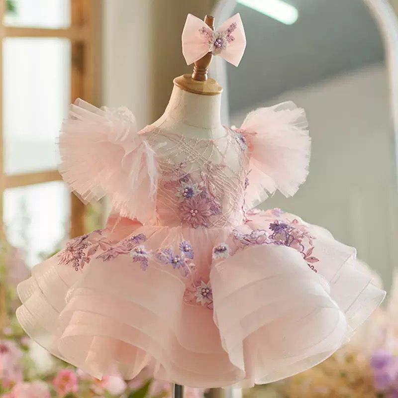 Vestido Infantil Rosa Flores