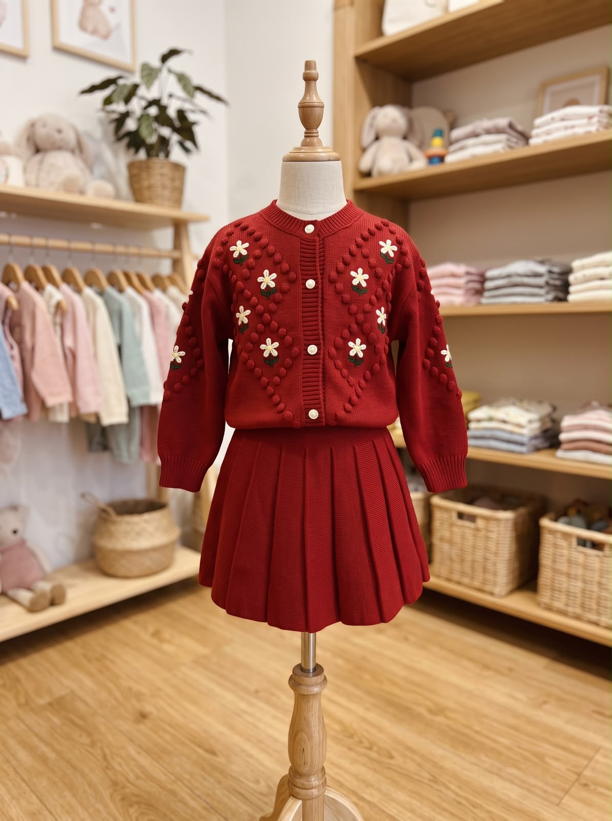 Conjunto Infantil Tricô Mussi Florzinhas