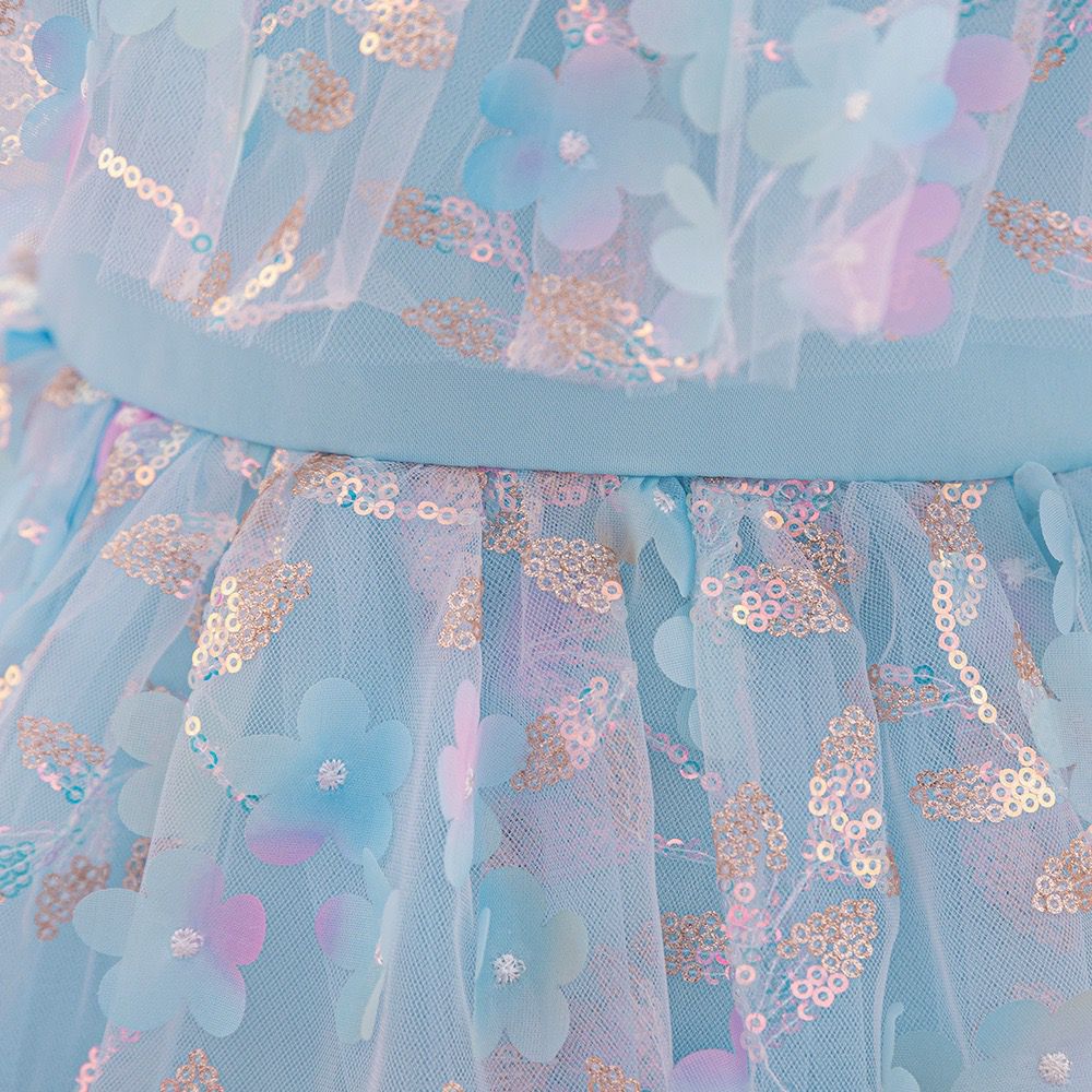 Vestido Infantil Azul Florzinhas