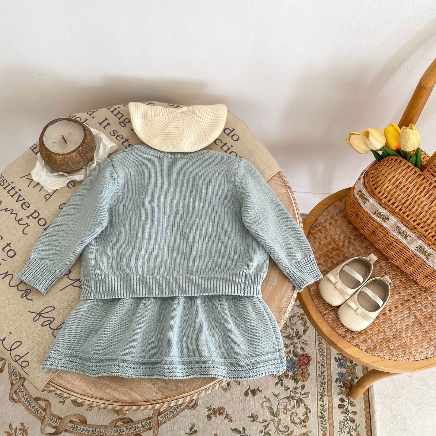 Conjunto Infantil Feminino Tricô Tulipa