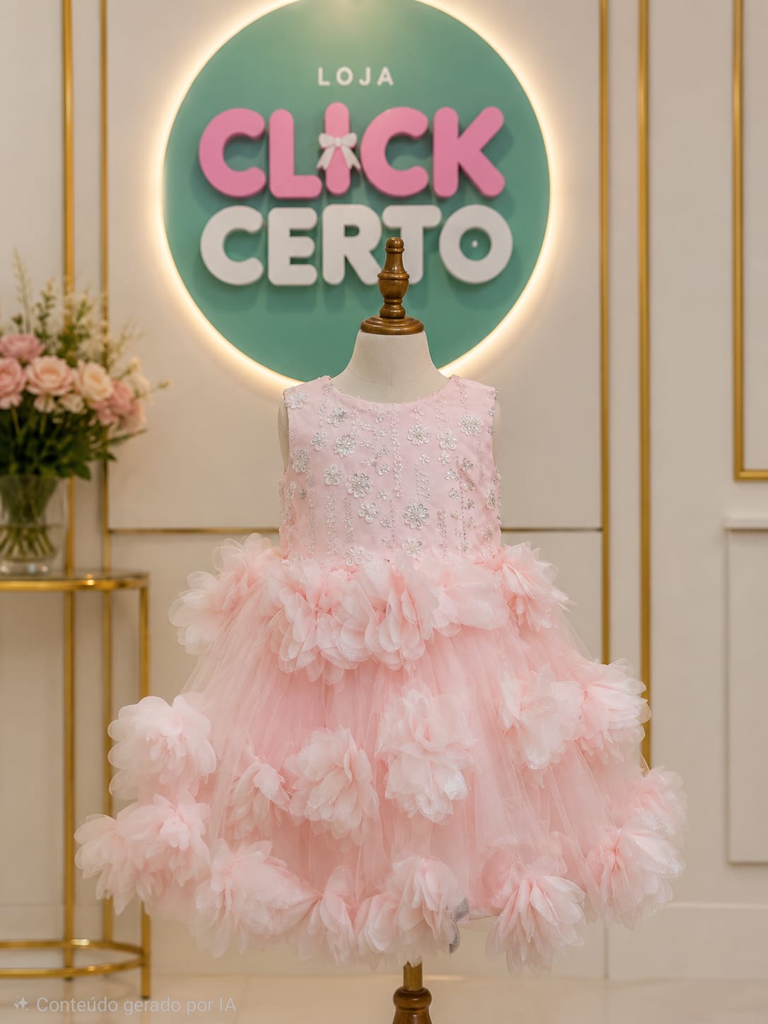 Vestido de Festa Floral Bordado