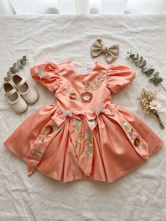 Vestido de Festa Infantil Laço e Flores