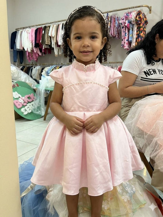 Vestido Rosa Pérolas