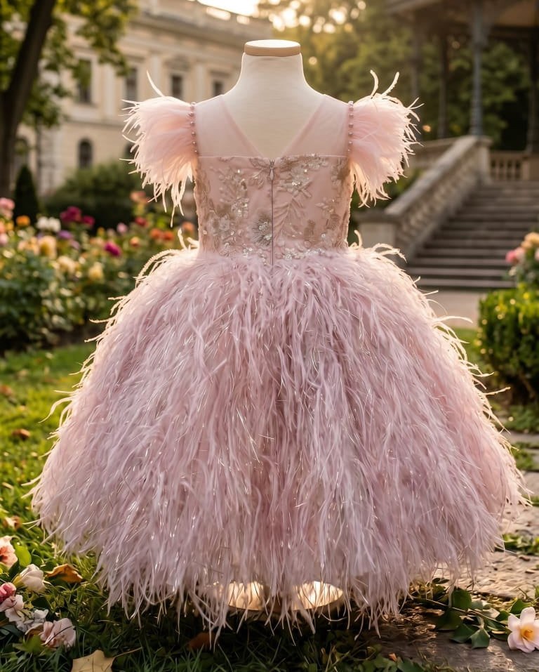 Vestido Infantil De Festa Plumas