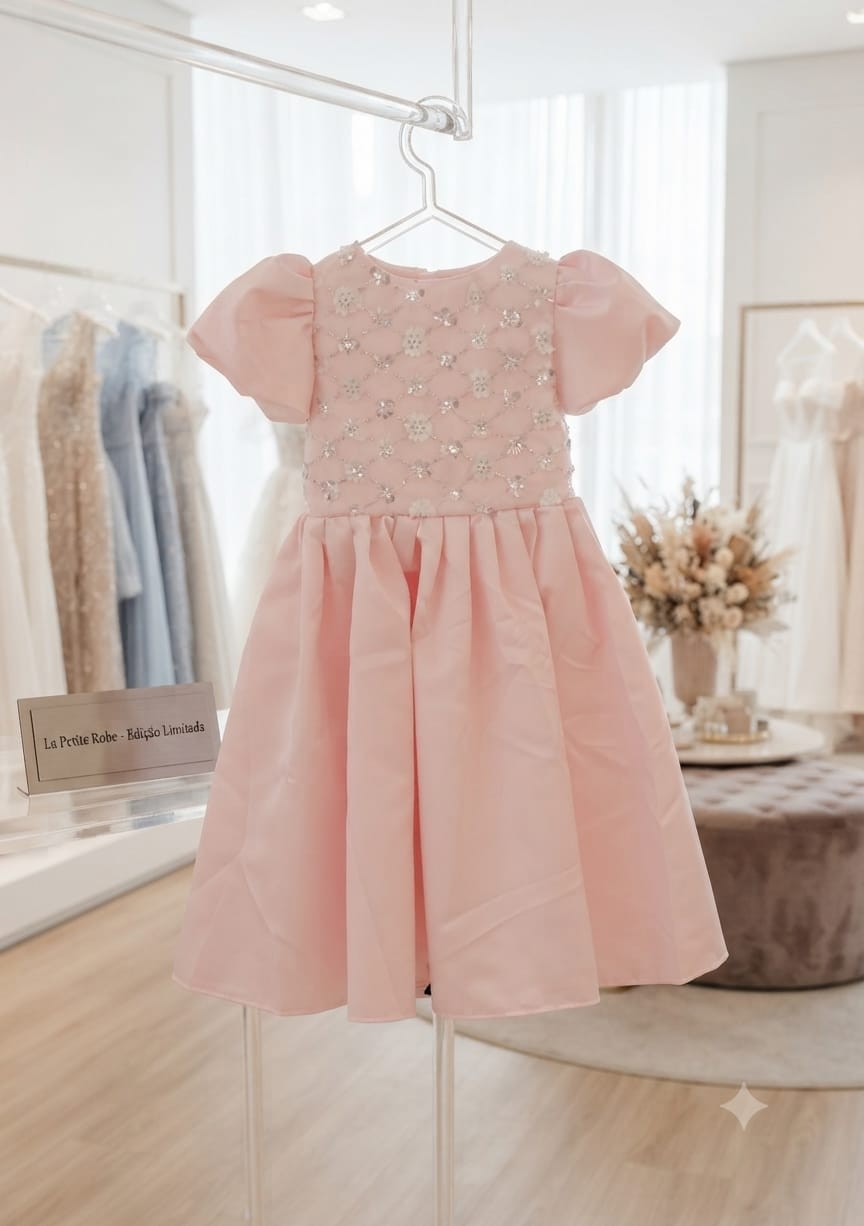 Vestido Rosa Florzinhas