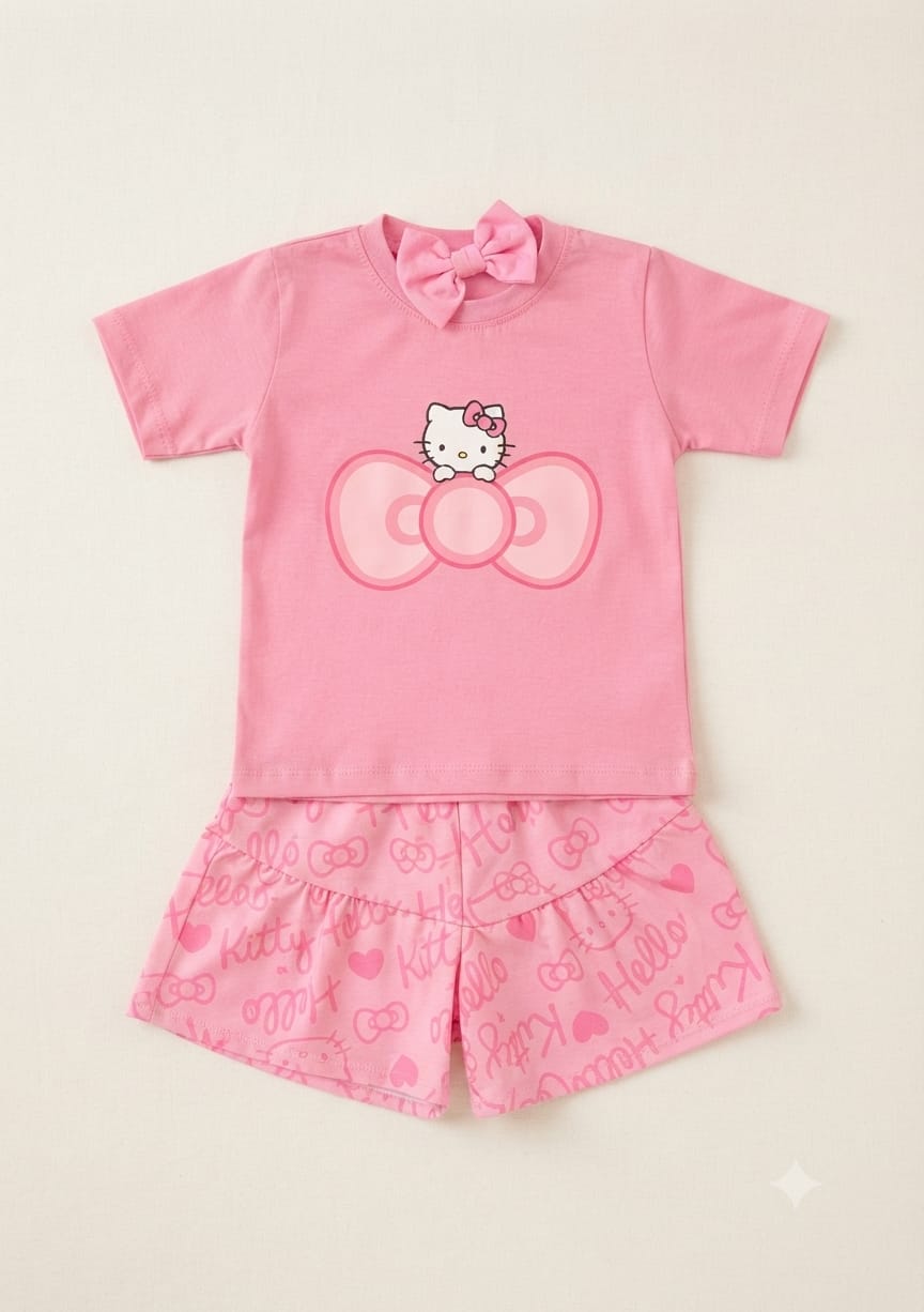 Conjunto Shorts Hello Kitty Pink