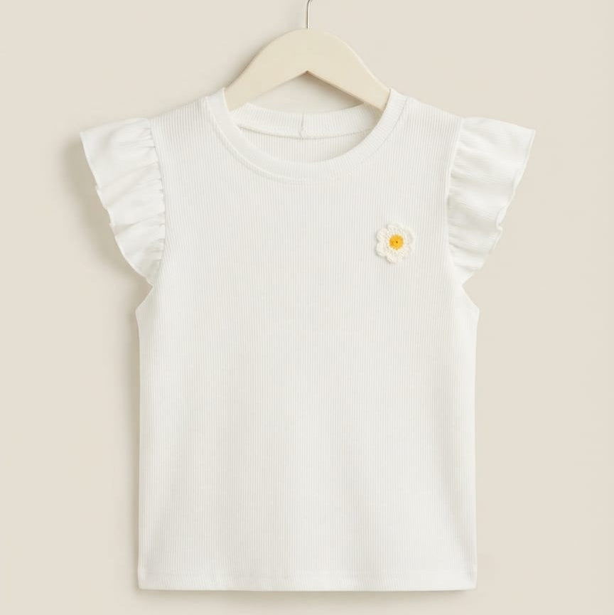 Blusa Canelada Margarida Crochê