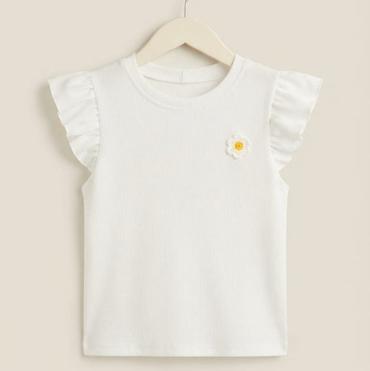 Blusa Canelada Margarida Crochê