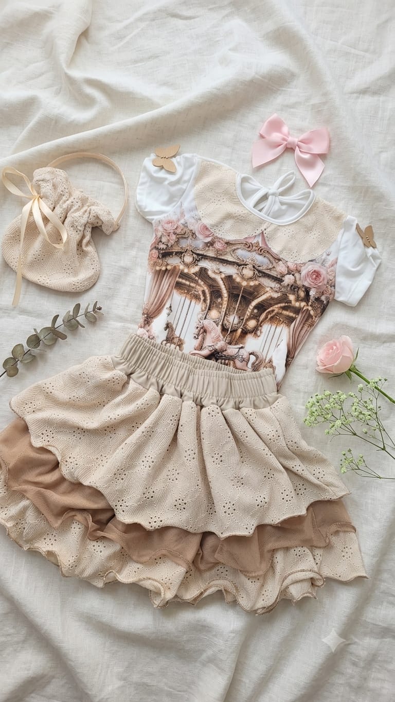 Conjunto Infantil Carrosel + Bolsinha