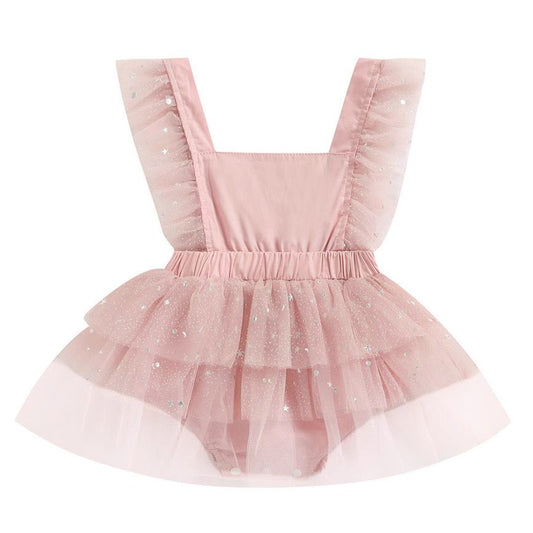 Body Infantil Feminino Rose Tule