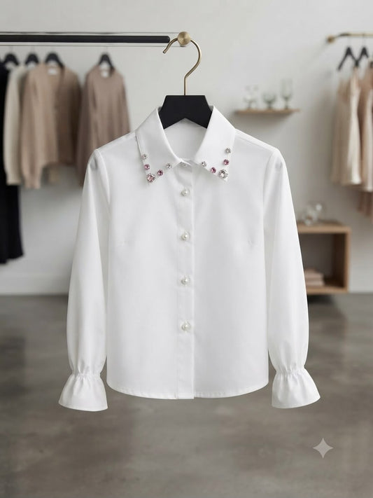 Camisa Infantil Feminina Branca Pedrarias