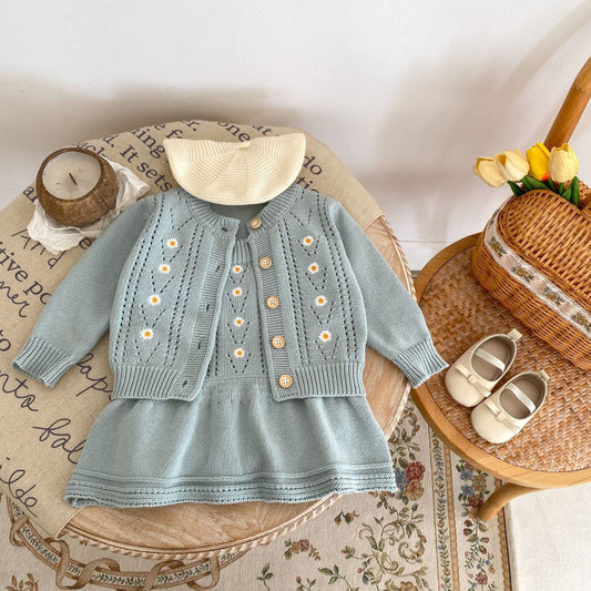Conjunto Infantil Feminino Tricô Tulipa