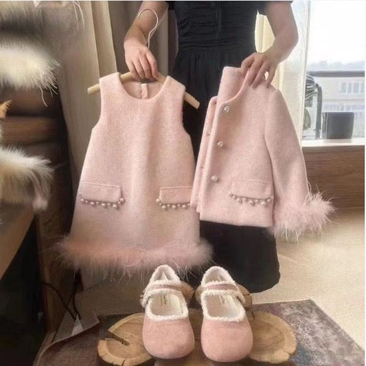 Conjunto Infantil Feminino Plumas e Pérolas