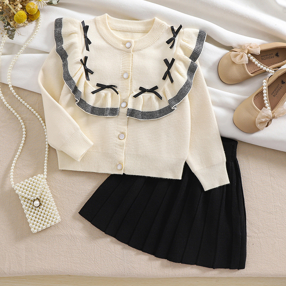 Conjunto Infantil Feminino Xadrez Lacinhos