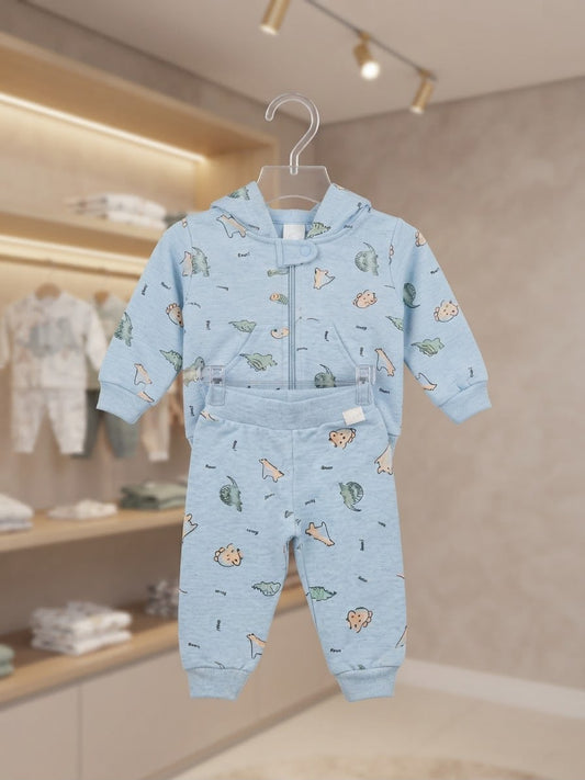 Conjunto Moletom Flanelado Dinossaurinho