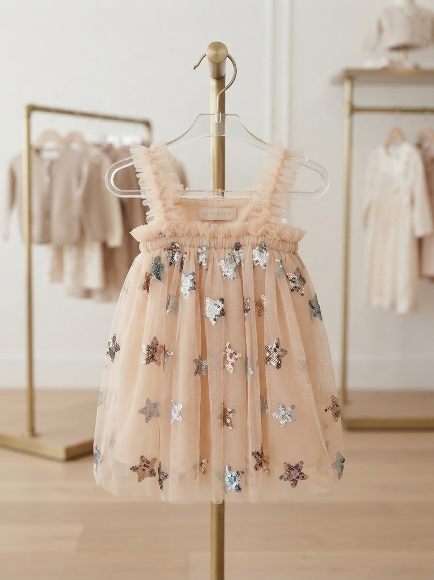 Vestido Tule Estrelinhas