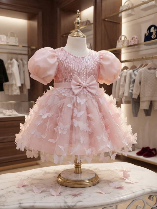 Vestido Infantil Borboletinhas e Laço