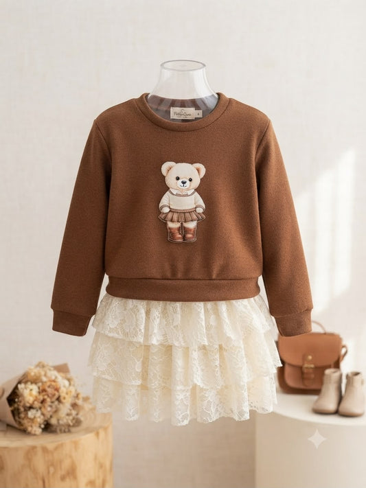 Conjunto Infantil Ursinho e Renda