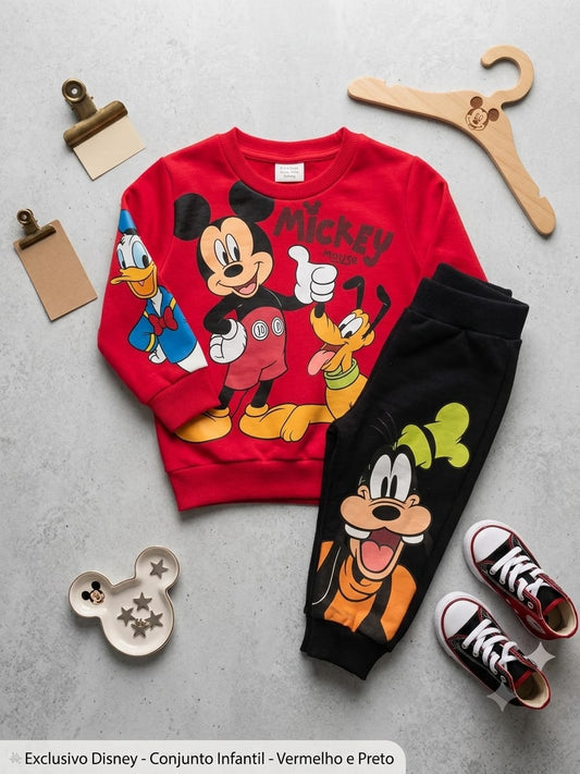 Conjunto Infantil Flanelado Mickey Vermelho