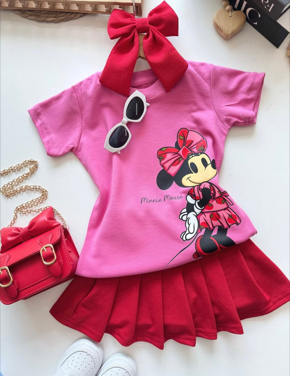 Conjunto Saia Minie Maçãs