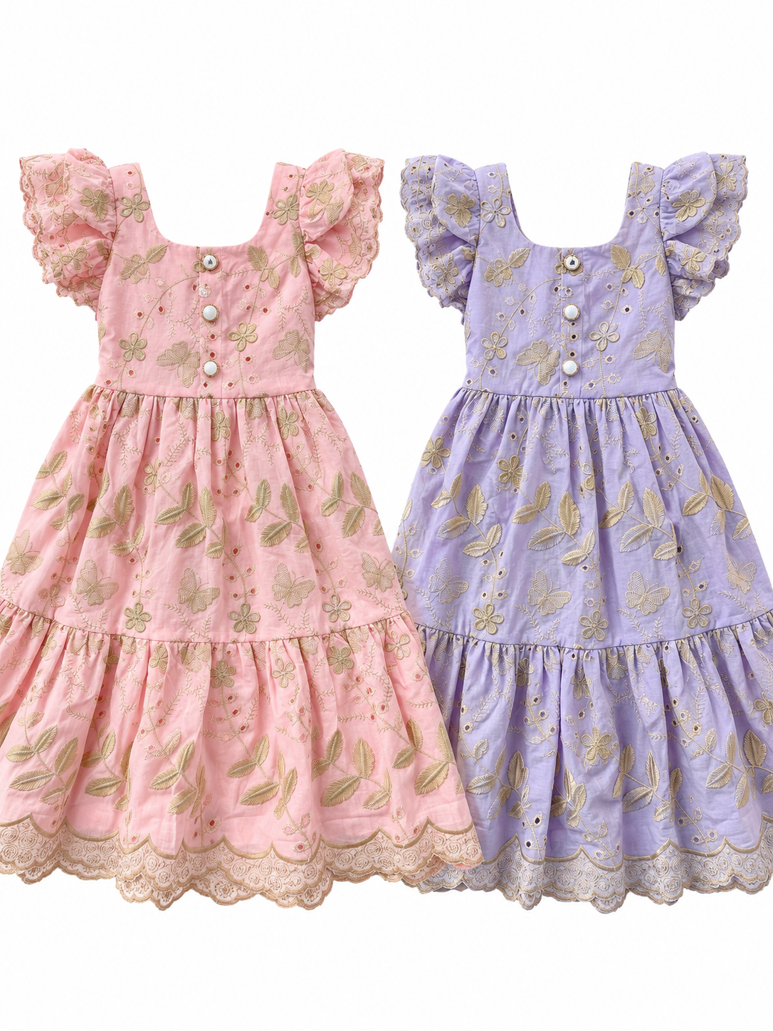 Vestido Lese com Dourado
