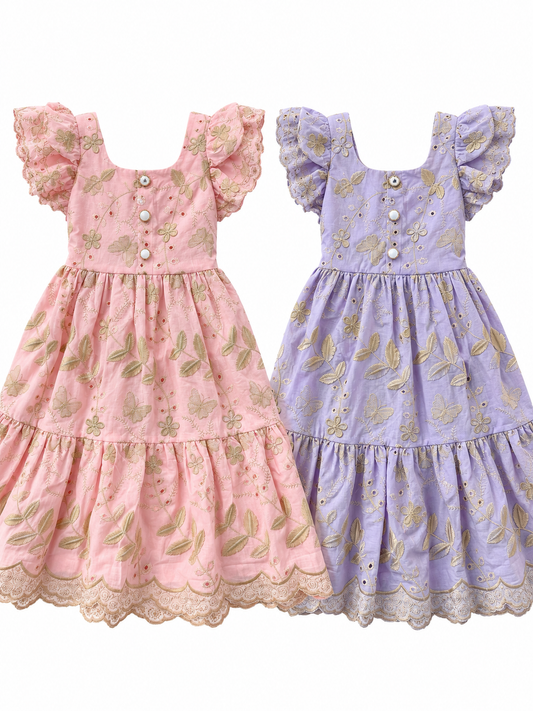 Vestido Lese com Dourado