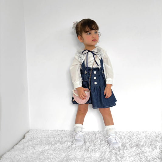 Conjunto Infantil Camisa Gola Rendinha + Jeans