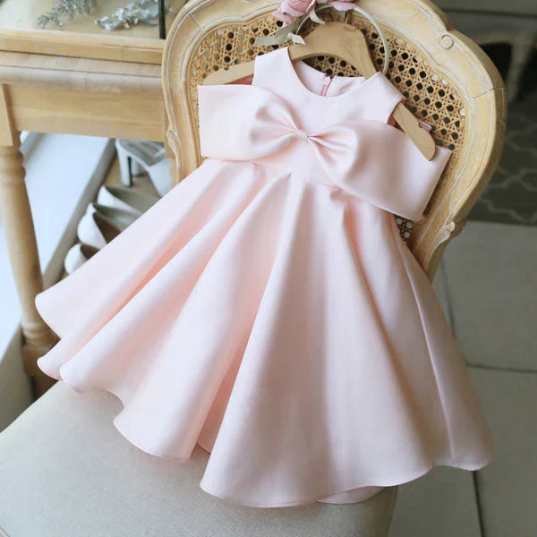 Vestido Infantil Rosa Lacinho