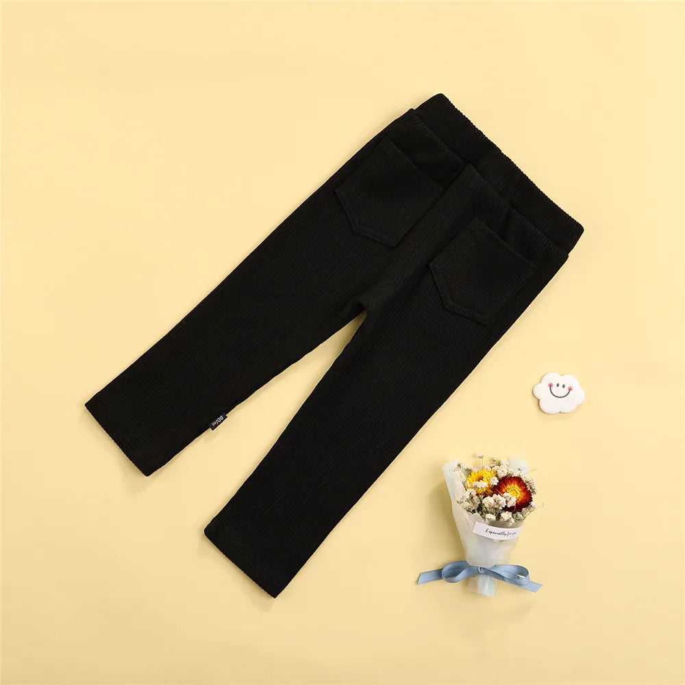 Calça Infantil Preta Canelada