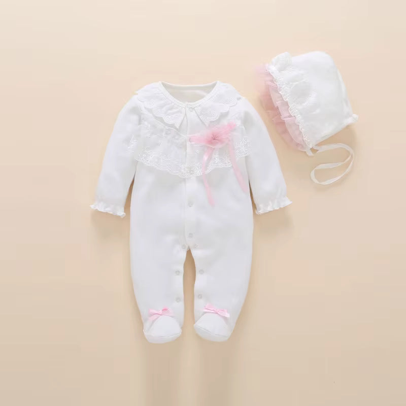 Saída Maternidade Renda + Chapéu