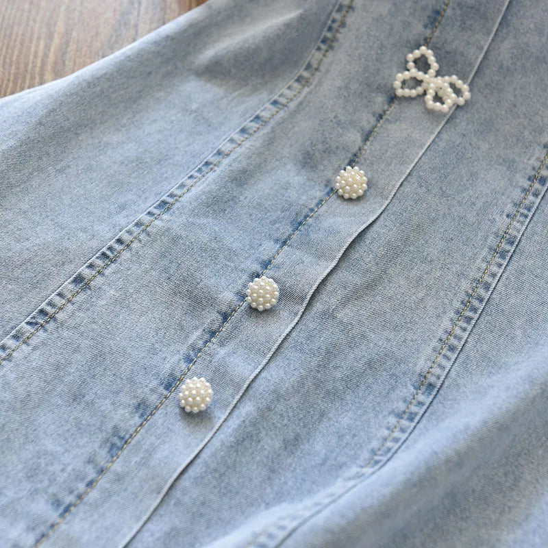 Vestido Jeans Pérolas
